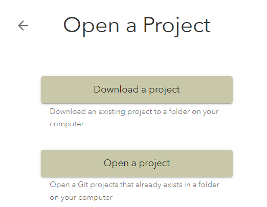 Open Project Screen